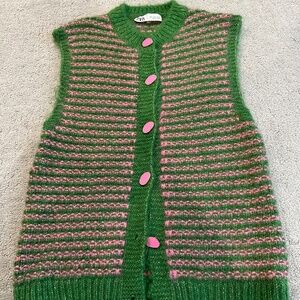 Green and pink Zara vest size S